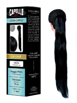 Capello Più Coda Capelli Liscia con Pinza 70cm Nr. 1