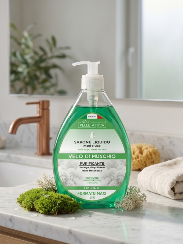 Pelle Attiva Sapone Viso e Mani - Velo di Muschio 1 Litro 
