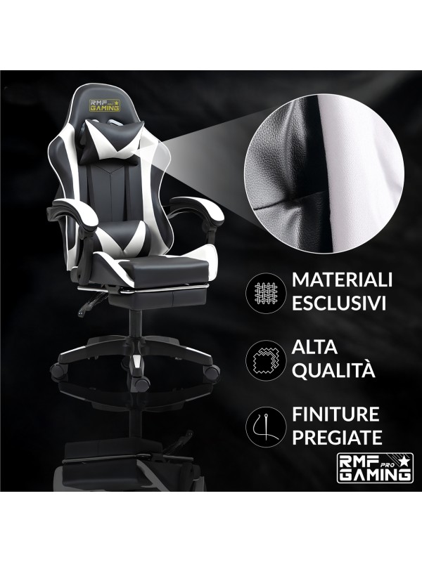 RMF PRO Sedia Gaming in Ecopelle - BIANCO/NERO