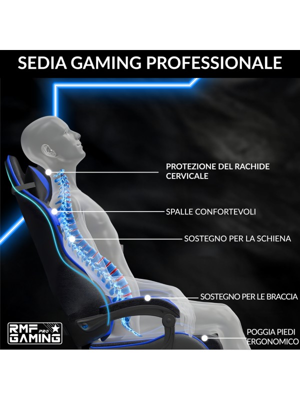 RMF PRO Sedia Gaming in Ecopelle - BLU/NERO
