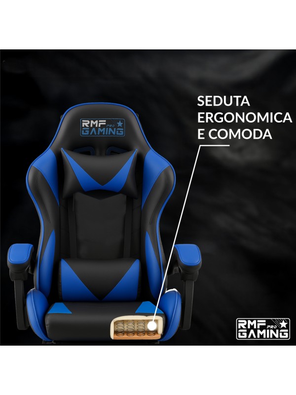 RMF PRO Sedia Gaming in Ecopelle - BLU/NERO