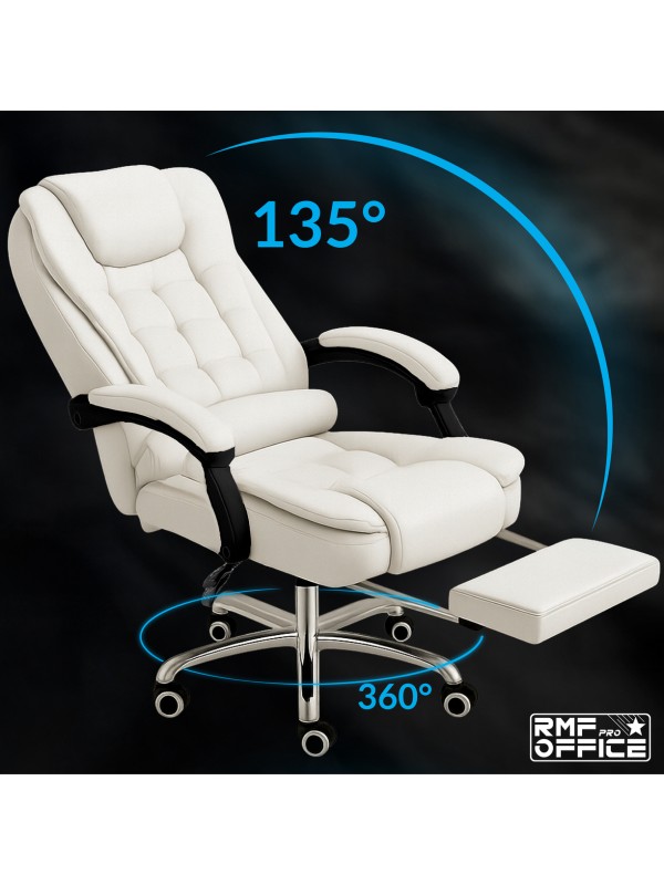 RMF PRO Sedia Ufficio in Ecopelle Ergonomica Professionale - BIANCO
