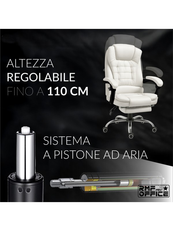 RMF PRO Sedia Ufficio in Ecopelle Ergonomica Professionale - BIANCO