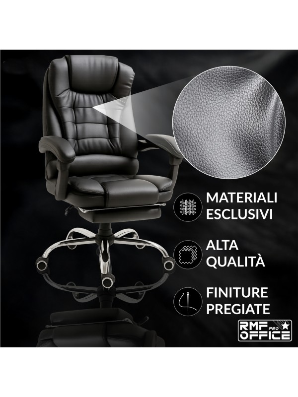 RMF PRO Sedia Ufficio in Ecopelle Ergonomica Professionale - NERO