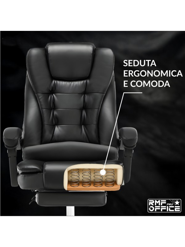 RMF PRO Sedia Ufficio in Ecopelle Ergonomica Professionale - NERO