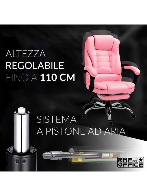 RMF PRO Sedia Ufficio in Ecopelle Ergonomica Professionale - ROSA