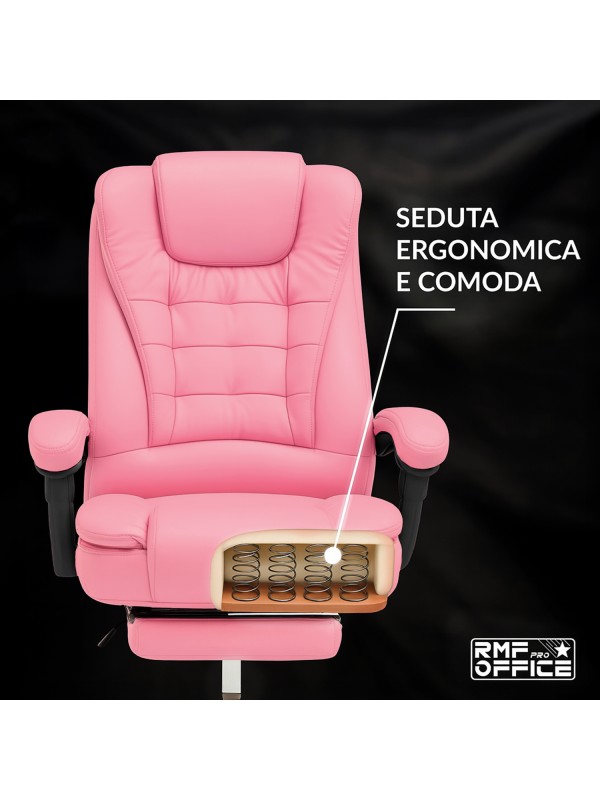 RMF PRO Sedia Ufficio in Ecopelle Ergonomica Professionale - ROSA