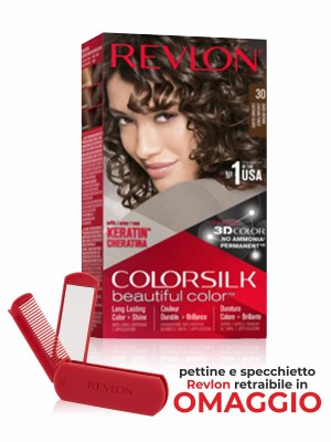 Revlon ColorSilk Colarazione Permanente Nr. 30 Castano Scuro + Specchio/Pettine in omaggio