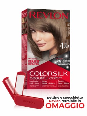 Revlon ColorSilk Colarazione Permanente Nr. 50 Castano Cenere Chiaro + Specchio/Pettine in omaggio